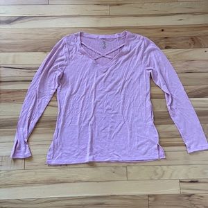 Pink cross front yoga tee